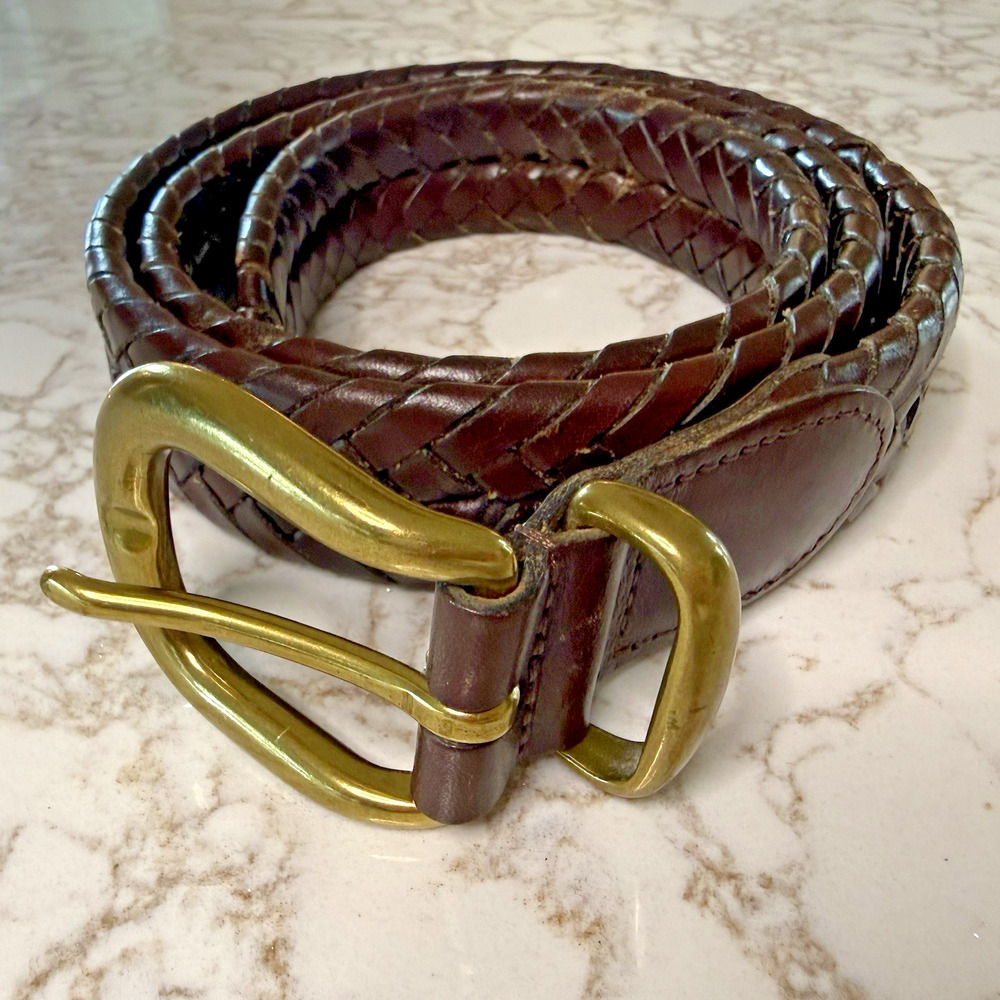 Coach 5922 Unisex Brown Woven Braided Belt 36" Made in Turkey